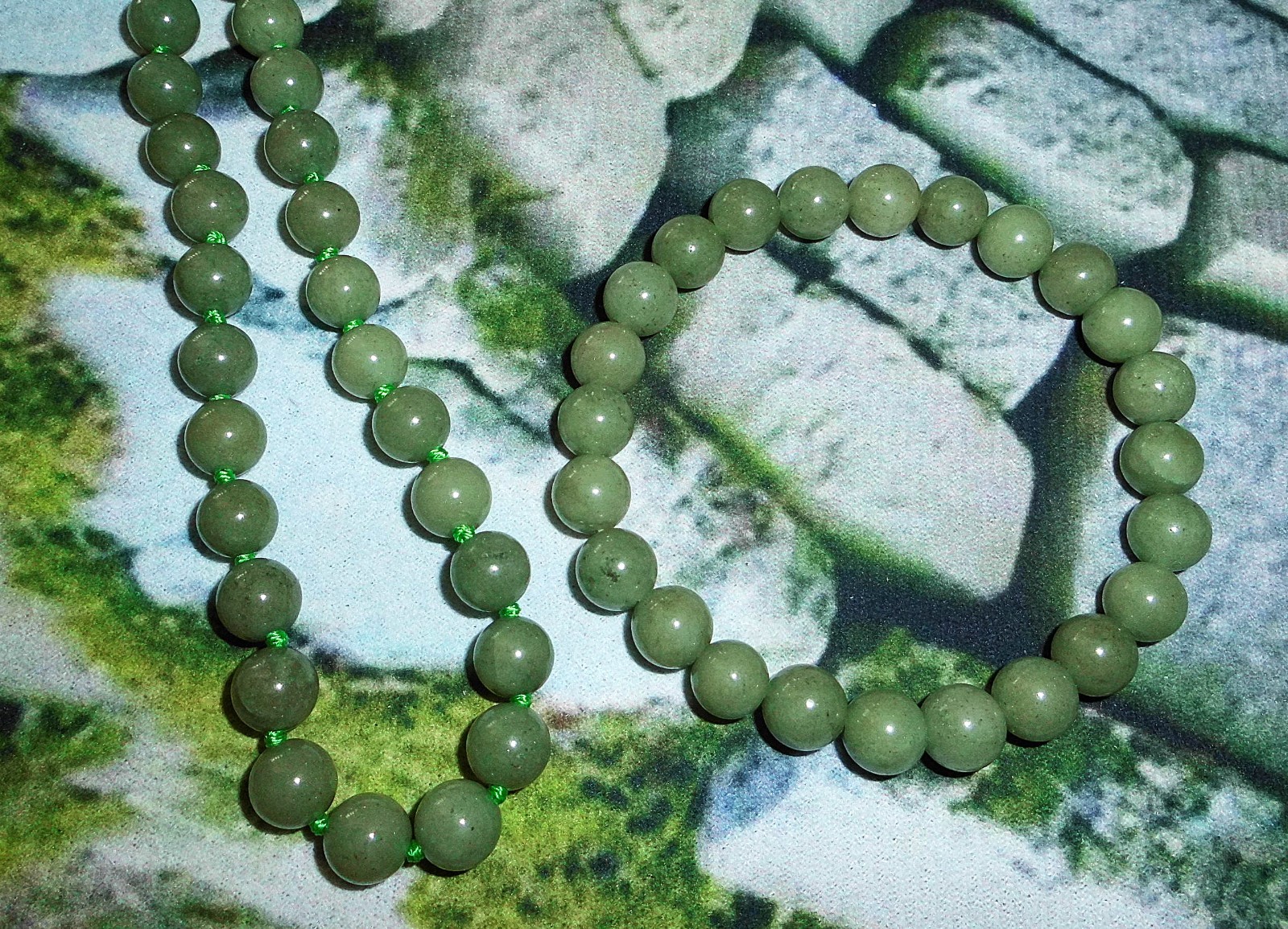 JADE Organic Burma 8mm HAND KNOTTED 18″ Necklace w Silver Lobster Claw New *USA