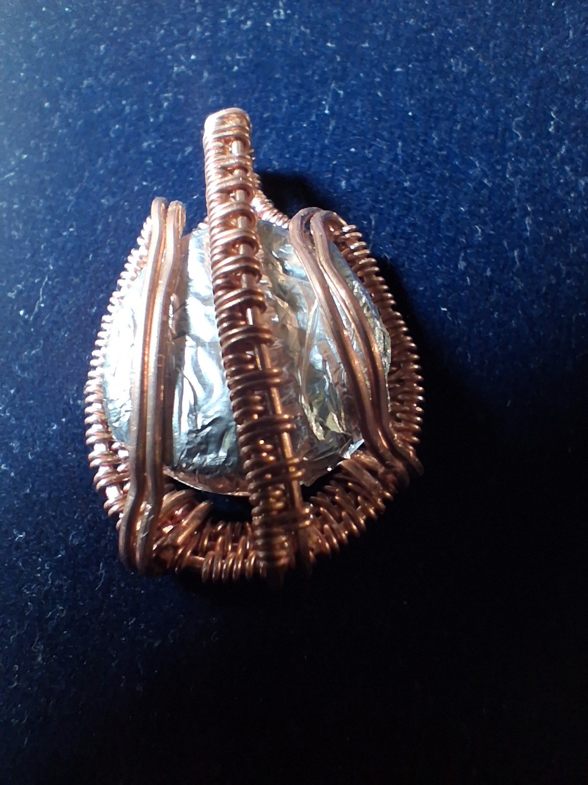 Handcrafted Copper Wire Wrapped Oval Pendant, Hook Closure, Anime & Manga Theme
