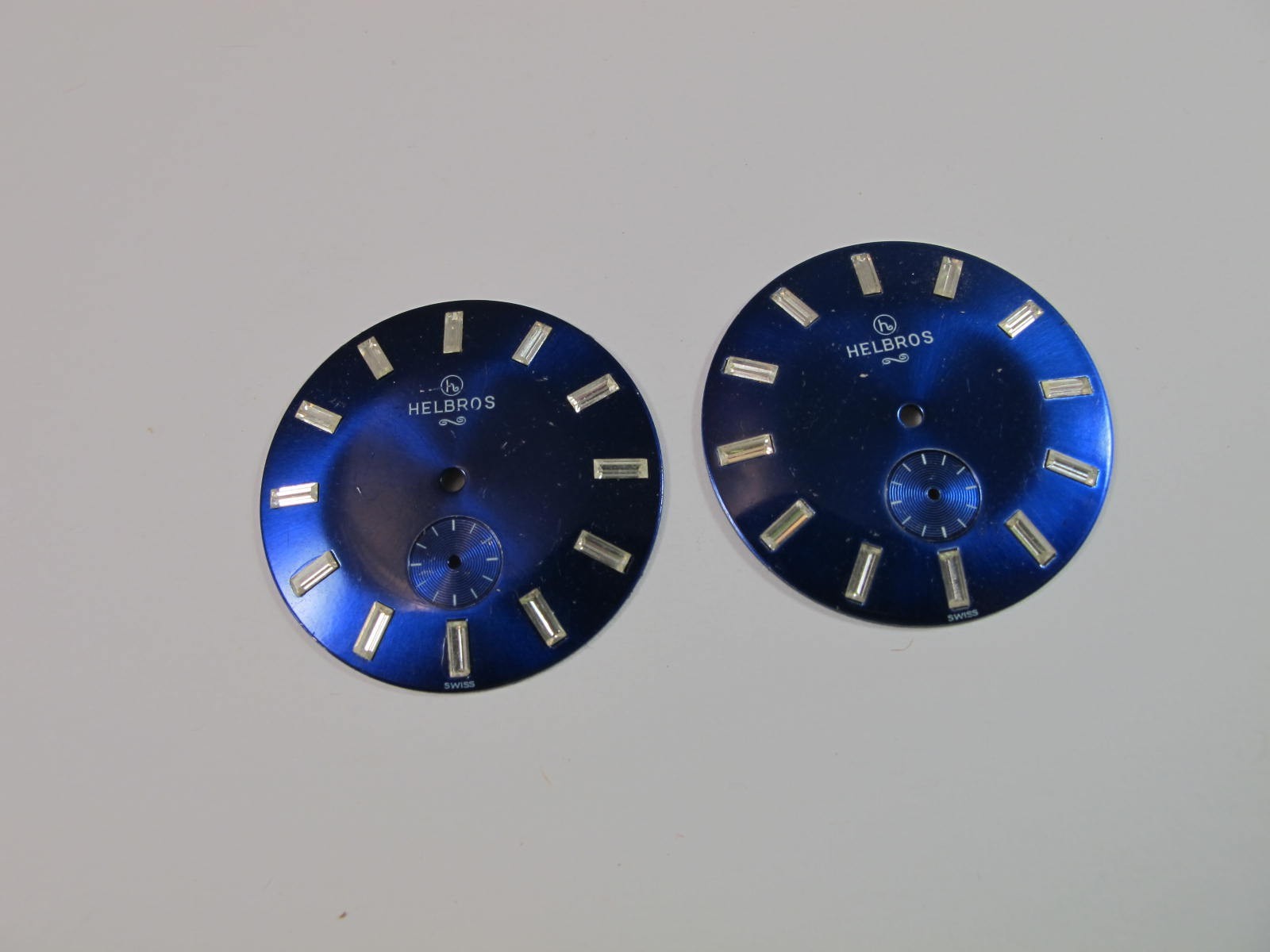 HELBROS MENS VINTAGE DARK BLUE FANCY DIALS WITH RHINESTONES 31.53MM