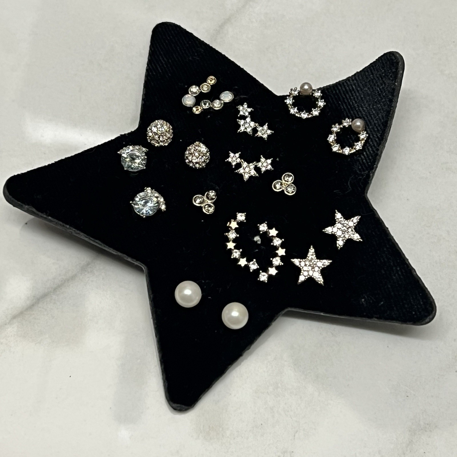 NWT LOFT Ann Taylor Pave Moon Small Assorted Stud Earrings Set Stars Gold Silver