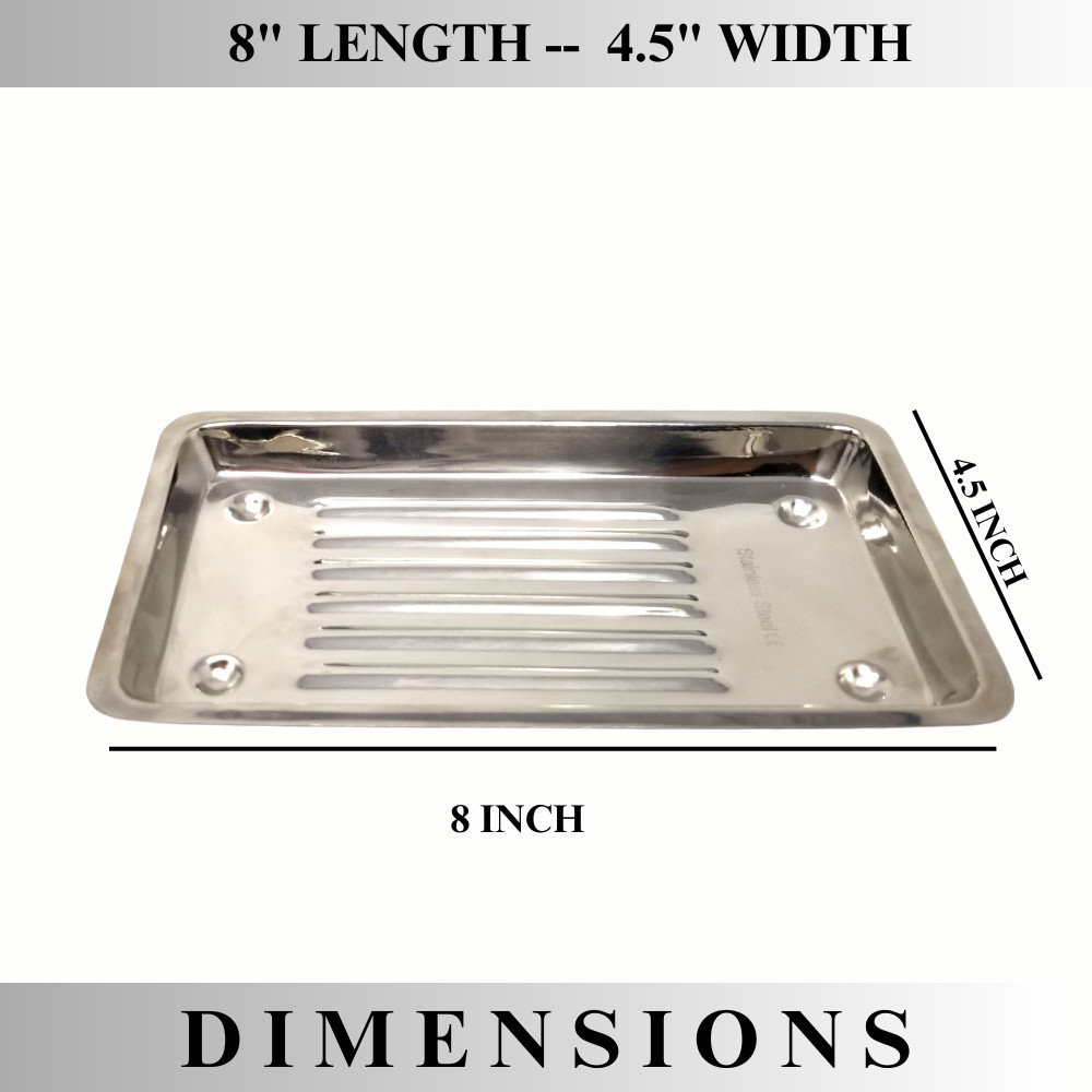 Stainless Steel Jewelry Tray 8″Lx4.5″W for Organizing Rings Earrings Pendants