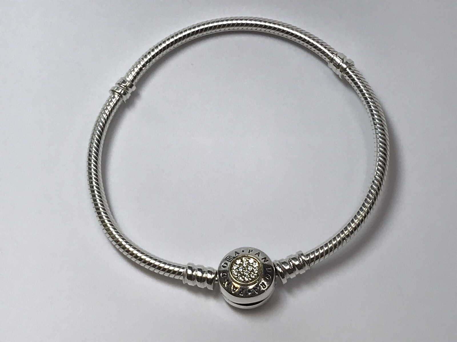 PANDORA 2-TONE SIGNATURE BRACELET 925 585 ALE 14k Yellow Gold #590741CZ
