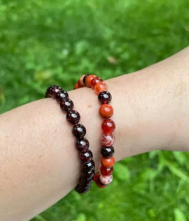 2025HOT!! 5mm Garnet Gemstone Beads Healthy Reiki Women Bracelet Birthstone Gift