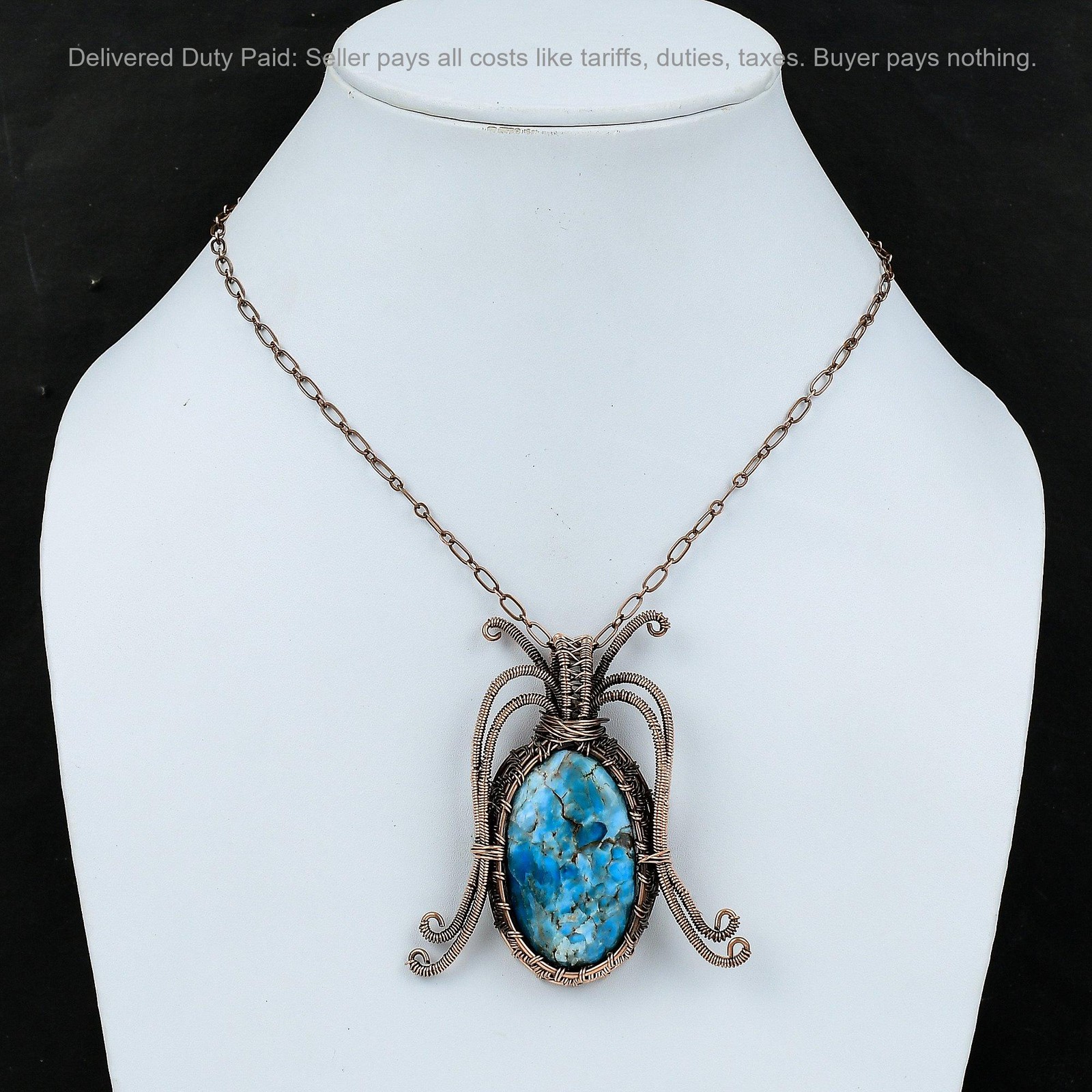 Copper Neon Apatite Gemstone Ethnic Birthday Wire Wrapped Sister Pendant Jewelry