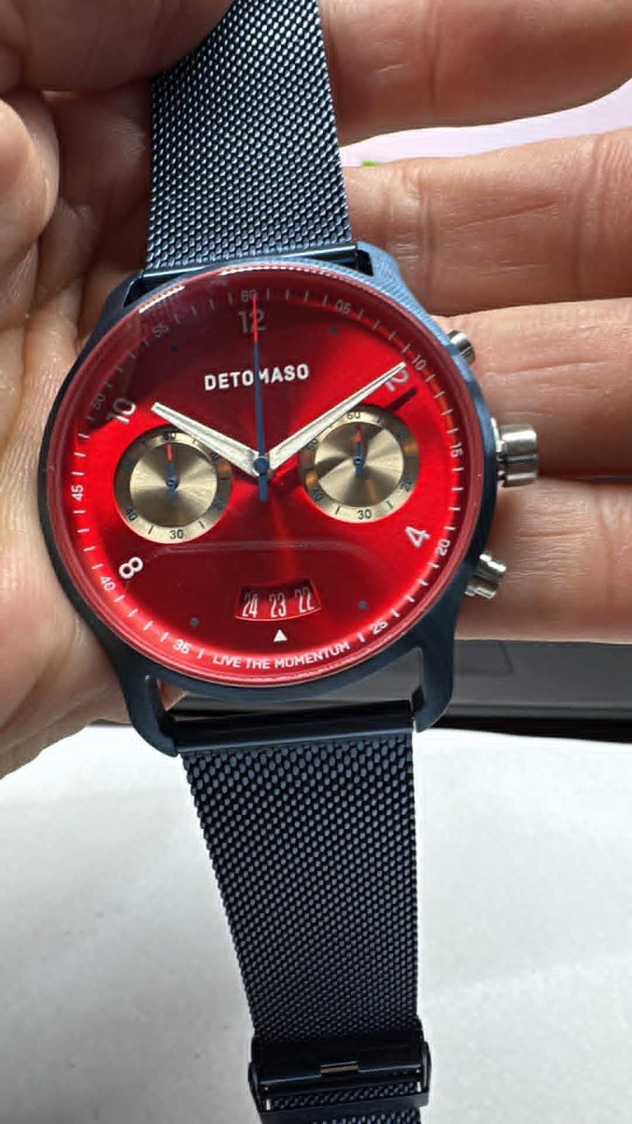 New Mens 42mm Detomaso Blue Metallic case & mesh watch D02-43 G2306 (A40)