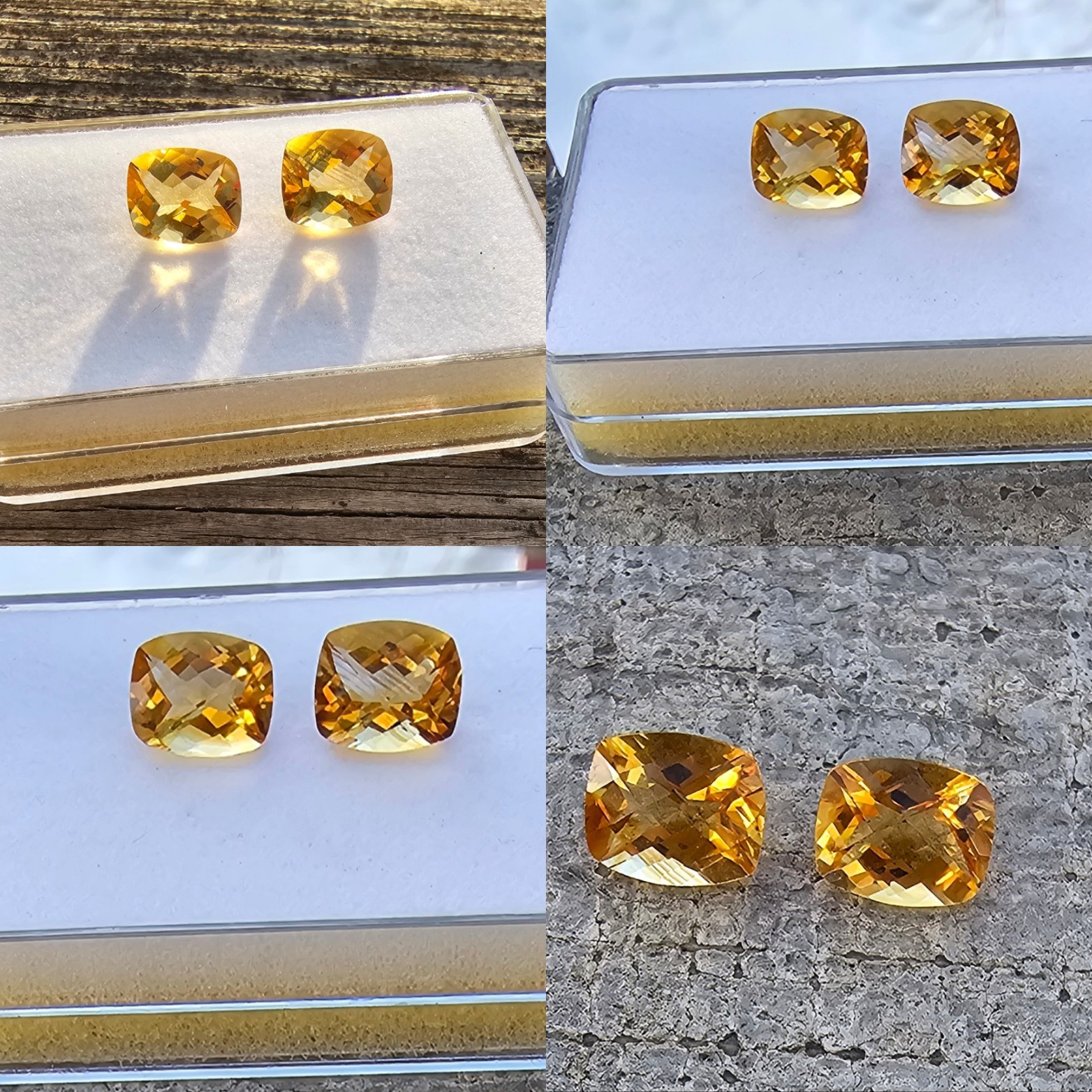 Citrine Pair Of 10.8mm Cushion Loose Stones