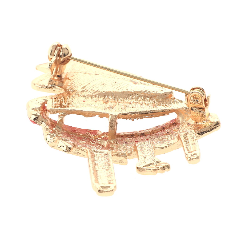 Gold Tone Metal Crystal Pianp Brooch P1512-RED