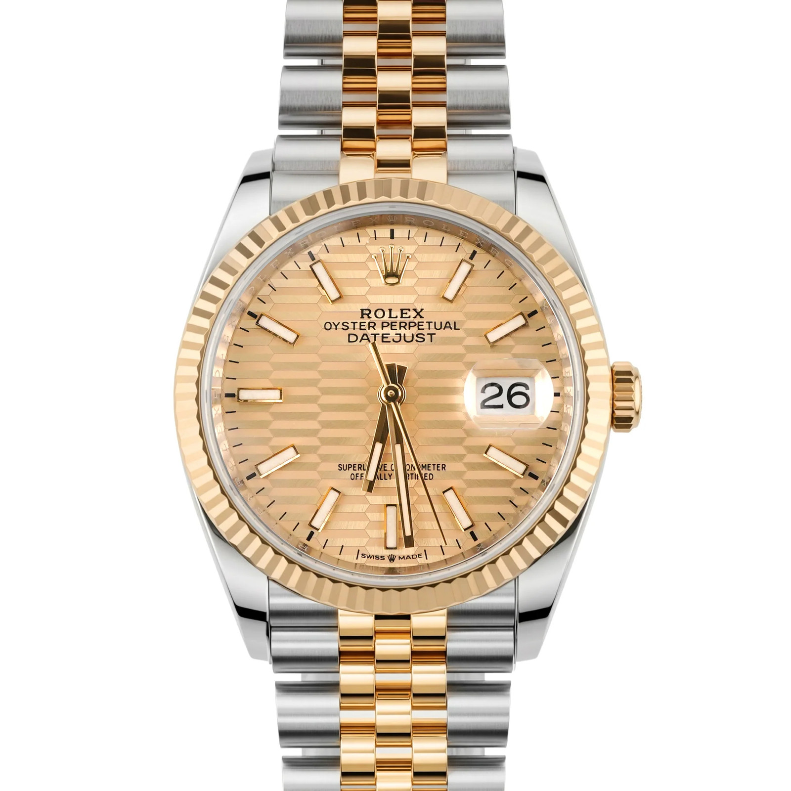 Rolex 126233 Datejust 36 mm Golden Fluted Motif Dial Jubilee Box & Papers 2023