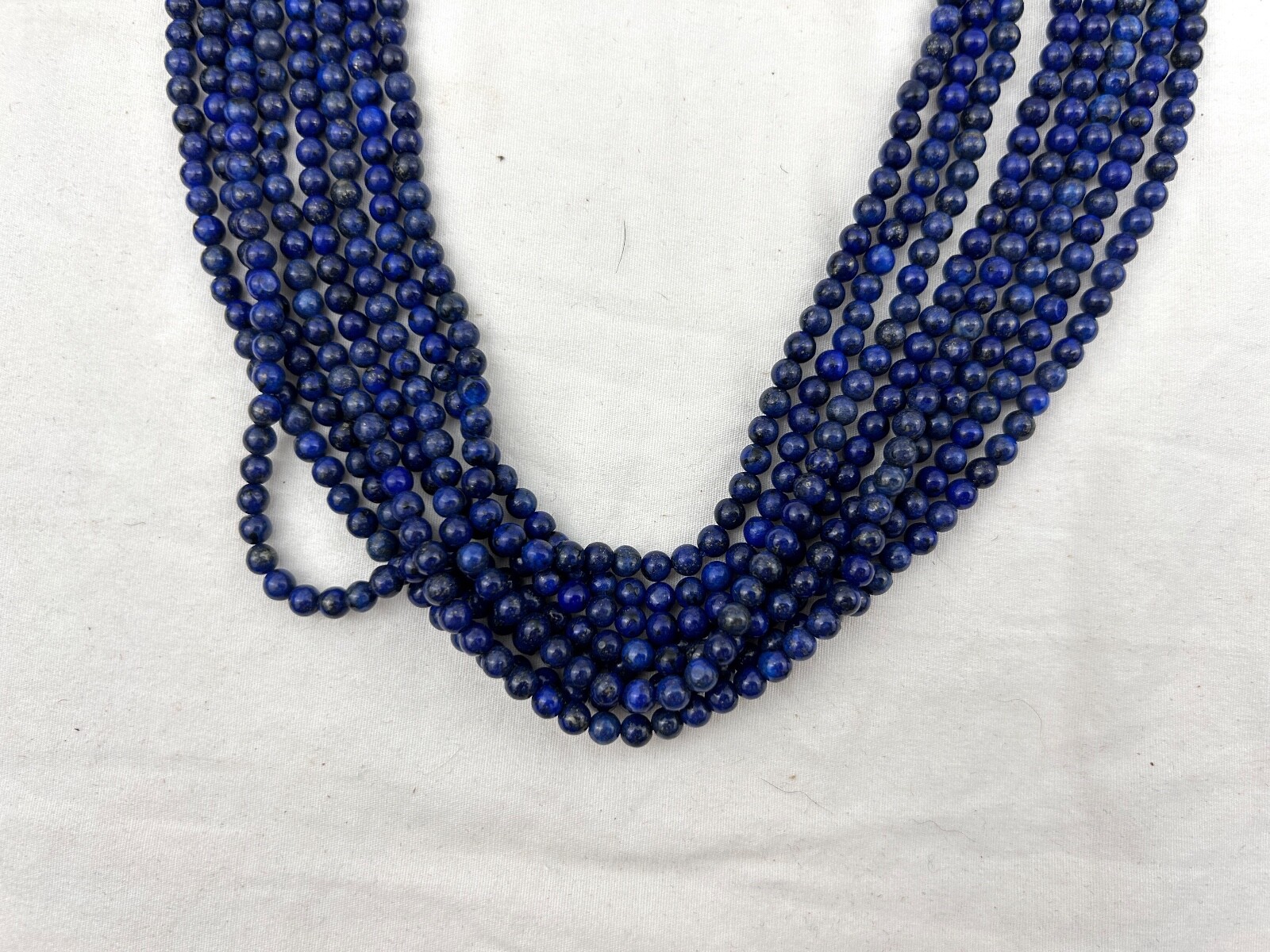 8 Strands of Natural Afghani Lapis Round Bead Necklace – 3mm to 4mm