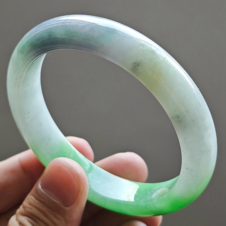 61mm Natural Green Purple Jadeite Jade Bangle Bracelet Burma Jade Bangle 3231