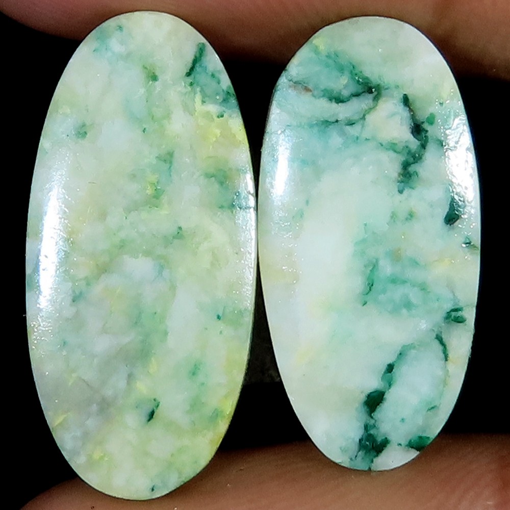 natural MARIPOSITE pair oval cabochon loose gemstone 22.50 Carat. (11x24x03 mm)