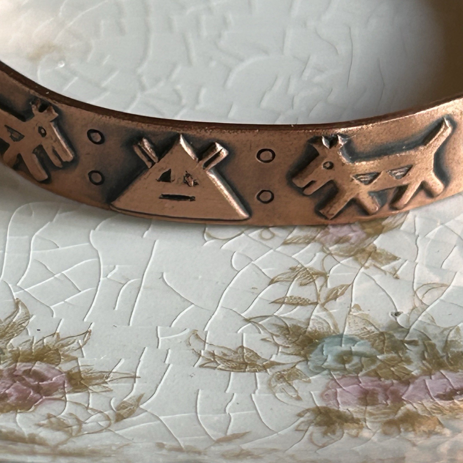 Vintage Copper Wheeler Manufacturing Co Southwest Cuff Bracelet
