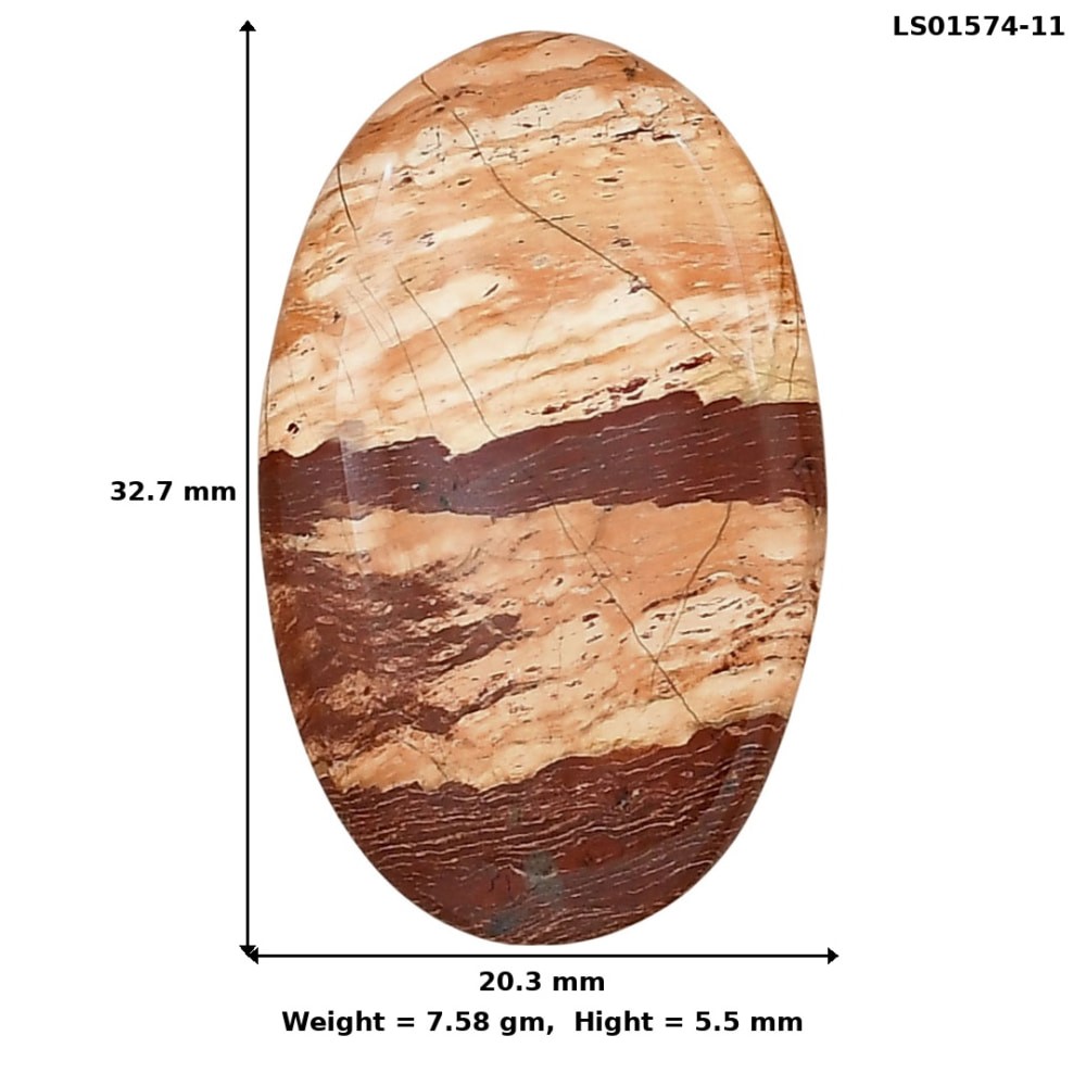Natural Snake Skin Jasper 32.7×20.3×5.5 mm Oval Polished Gemstone LS01574-11