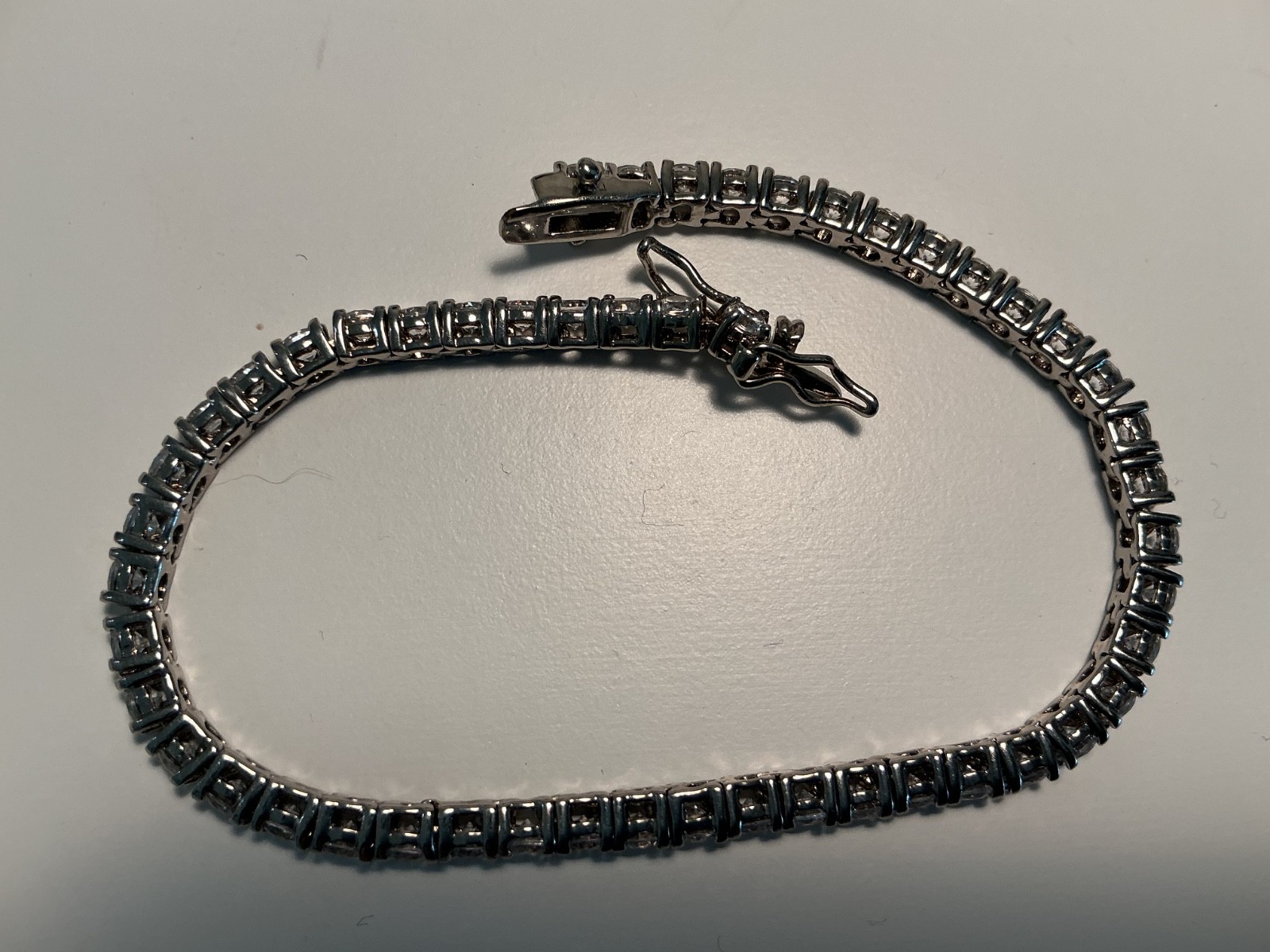 SILVER BRACELET TENNIS BRACELET CRYSTALS 7 inches
