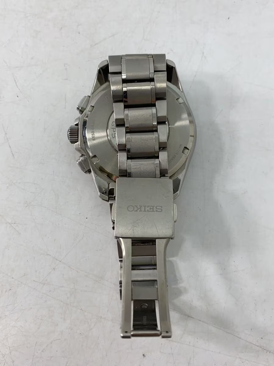 Seiko 8X53-0AB0-2 Titanium 44mm Black Dial Quartz Wristwatch #2nW1011