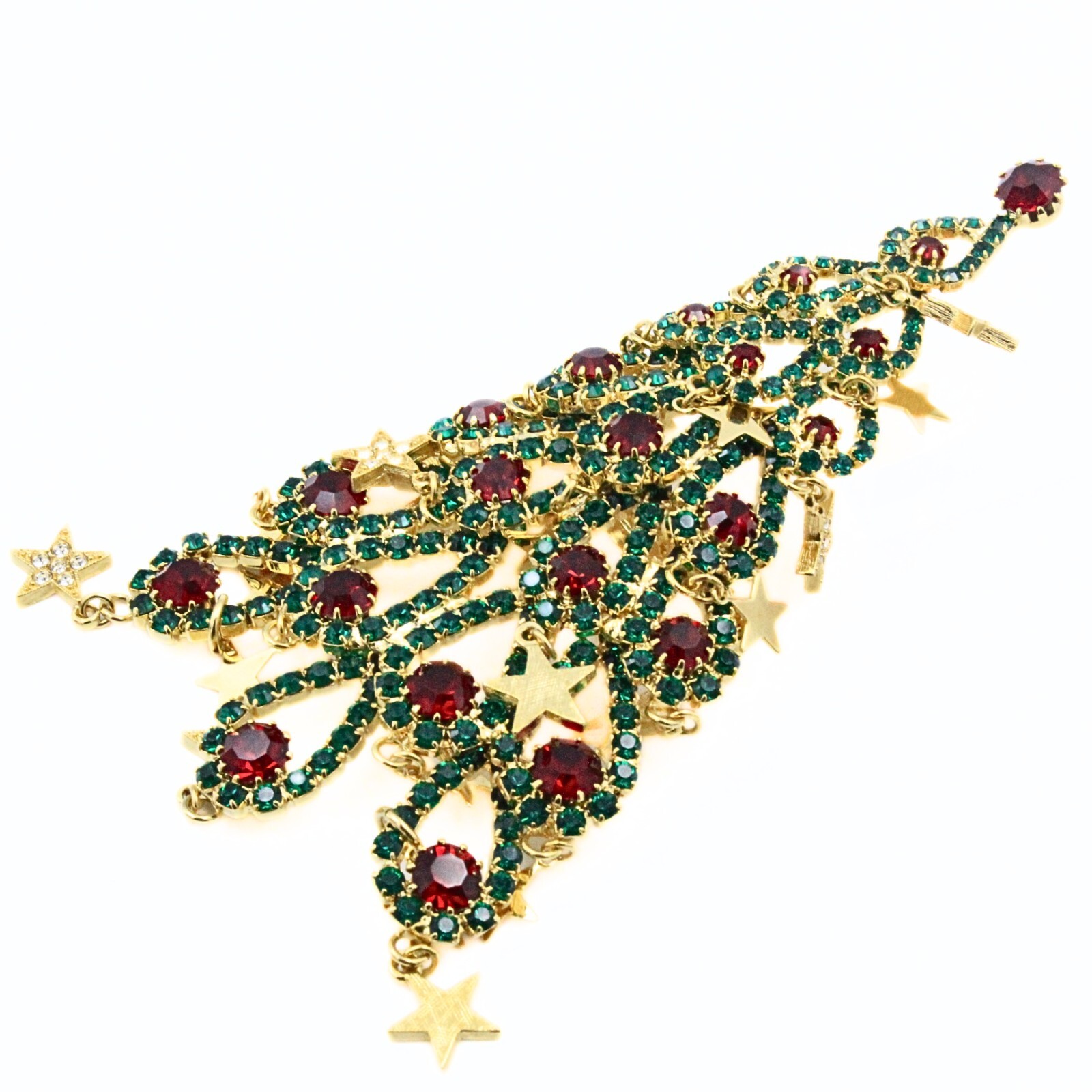 Kirks Folly LTD 244/300 Christmas Tree Red Green Gold Dangle Large Brooch