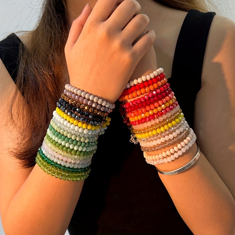36Pcs 6mm Gemstones Beaded Stretch Bracelet for Women Crystal Stone Bracelets