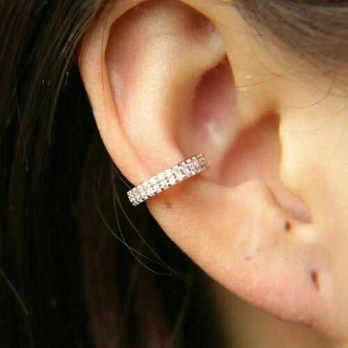 2.1Ct Round Cut Diamond Lab Created Women Ear Cuff Earring 14K Rose Gold Plated