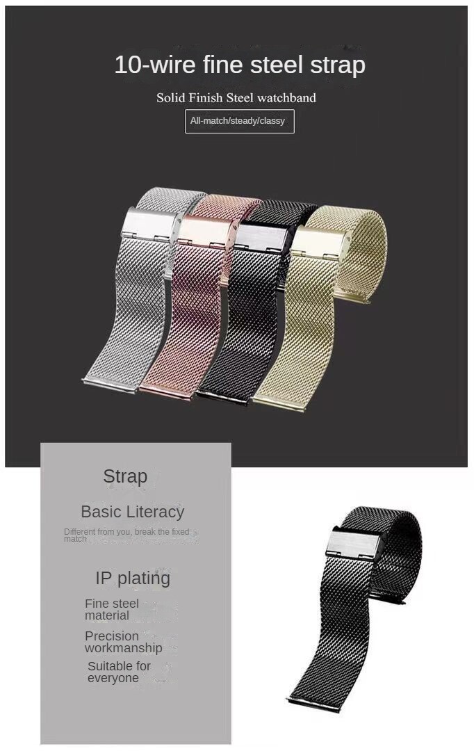 1.0 Wire Thicked mesh strap Milanese Braided Quick Release Watch Band 18 -24 mm