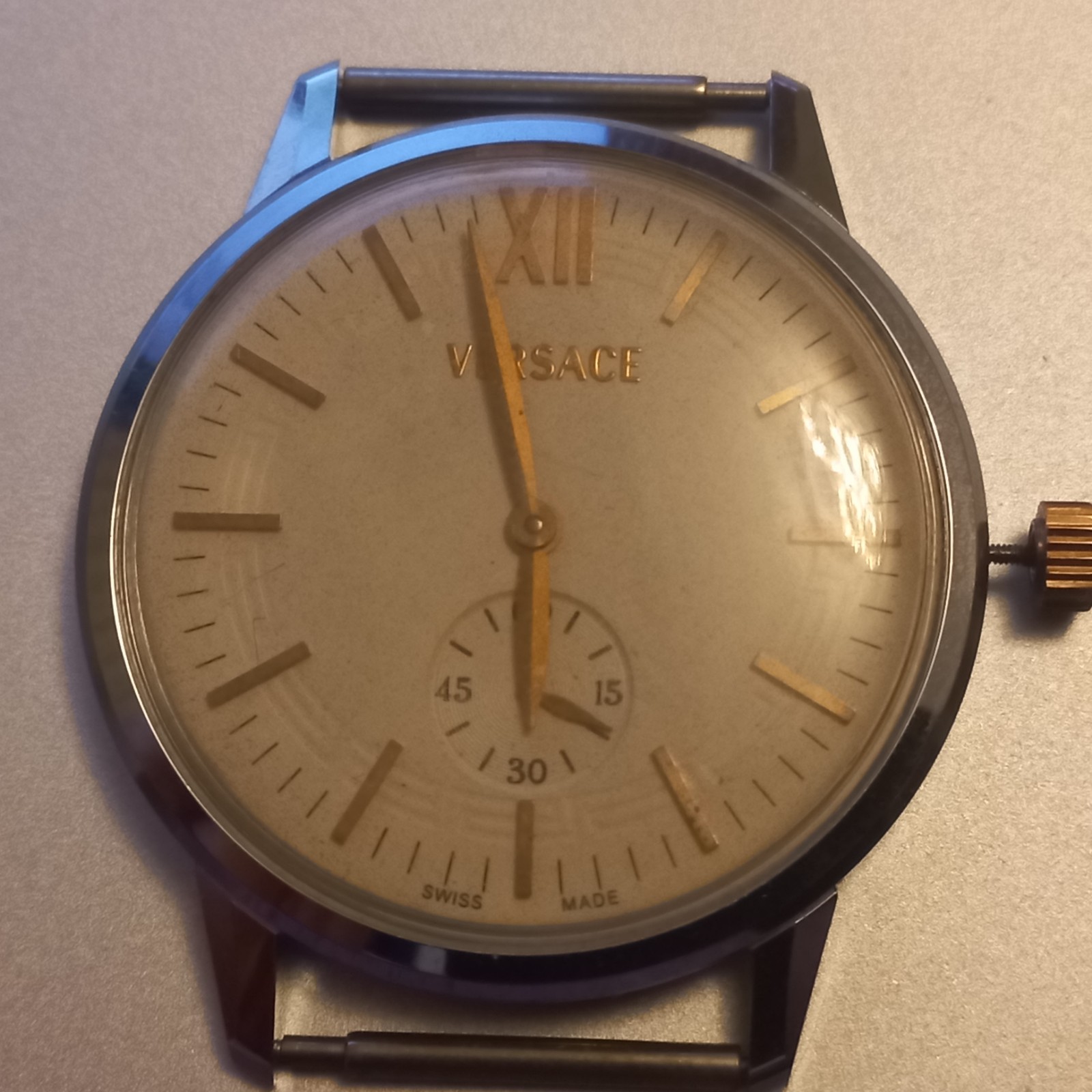 HAND WINDING VERSACE WRIST WATCH MOVEMENT DIAL CAL ETA 7001 SUB SECOND WORKING
