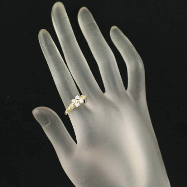 Auth TASAKI Ring Diamond 0.64ct Flower Paved US6-6.25 18K 750 Yellow Gold