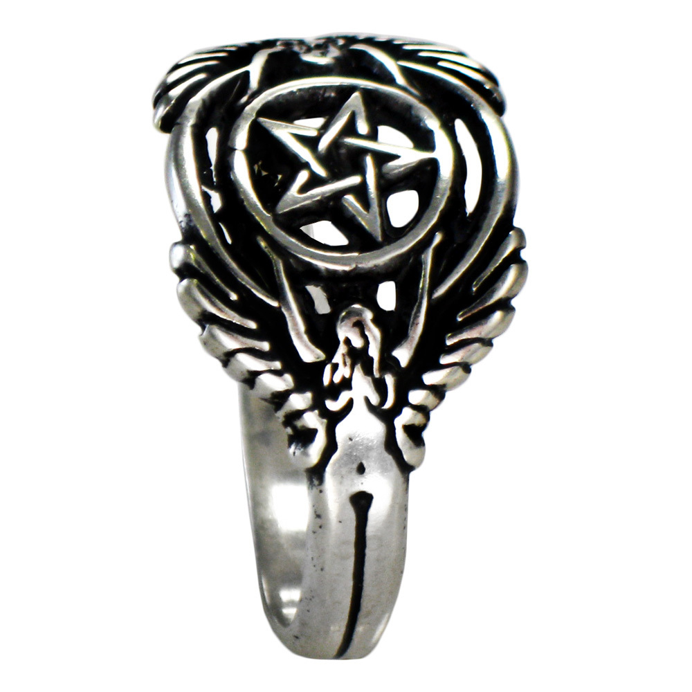 Guardian Angel Protection Pentacle Ring SS Sterling Silver Band sz 4-12 Hermetic