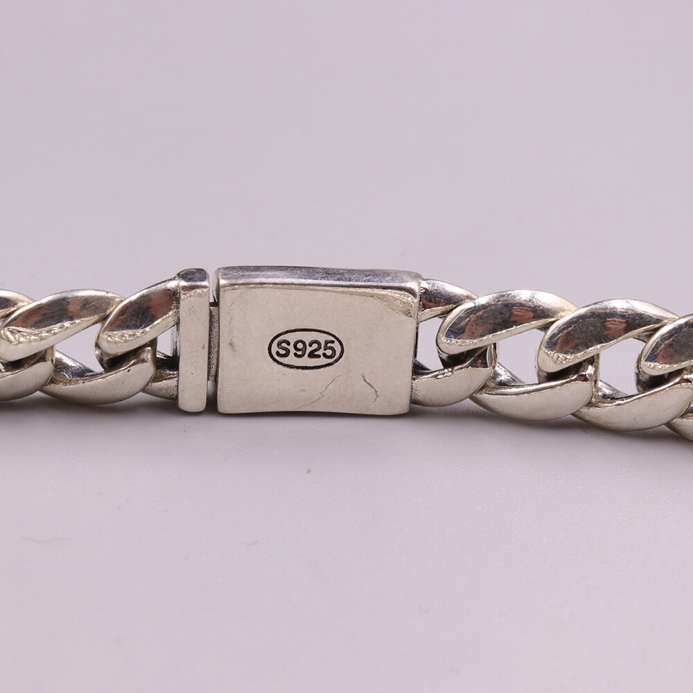 Men’s Solid 925 Sterling Silver Bracelet 10mm Cuban Curb Link Chain 8.26inch