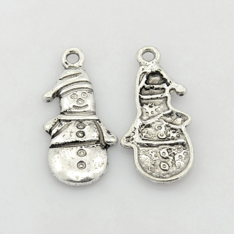 10 Pieces Antique Silver Christmas Snowman Charms
