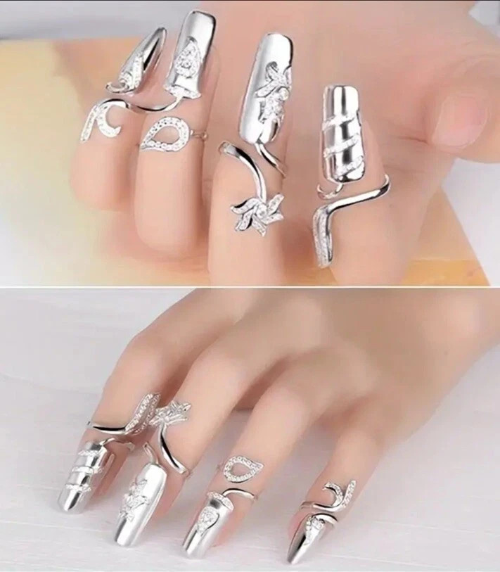 4 Pcs Open End Knuckle Rings for Women Nail Rings Fashion Jewelry