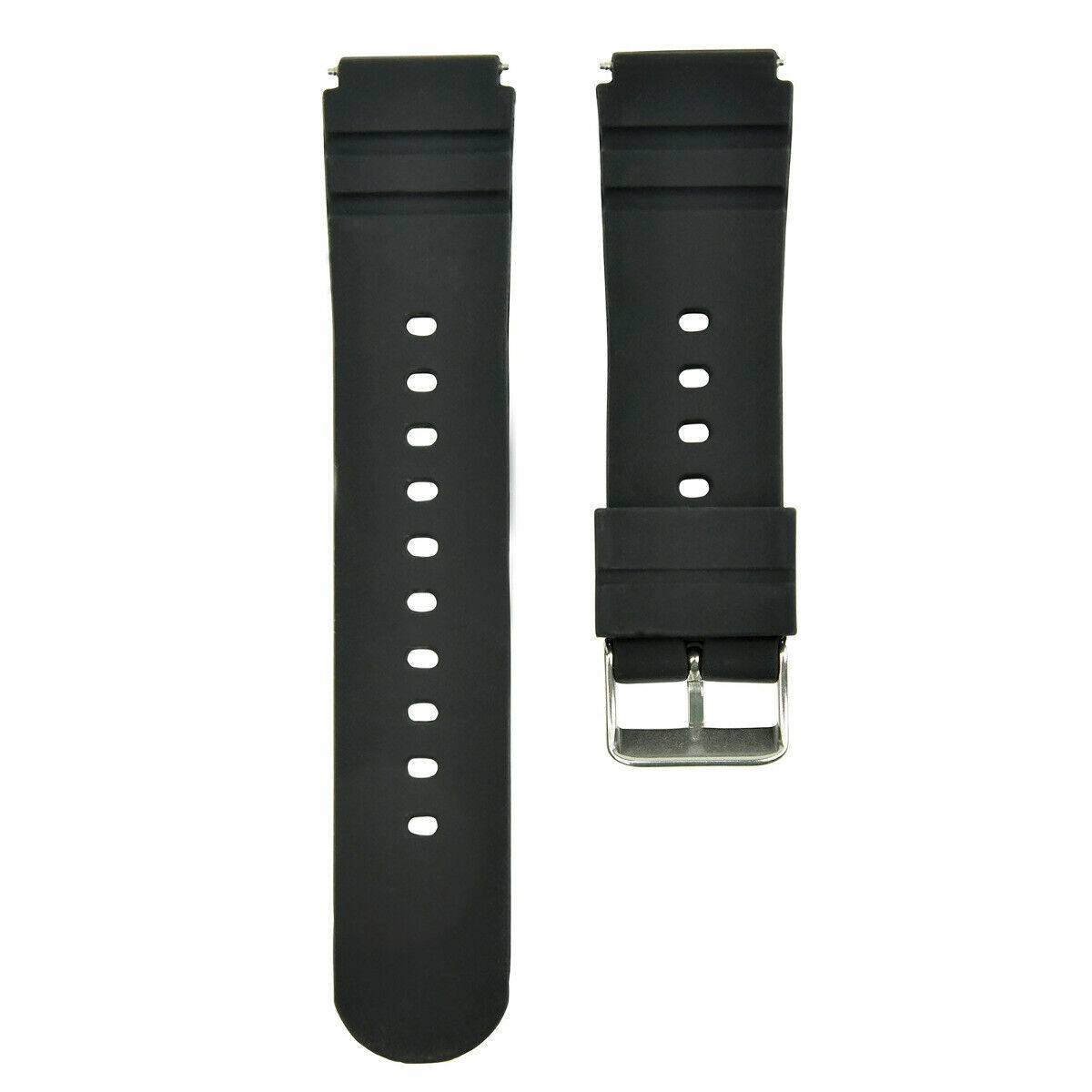 21mm Black Rubber Replacement Watch Strap Silver Buckle For Seiko Diver