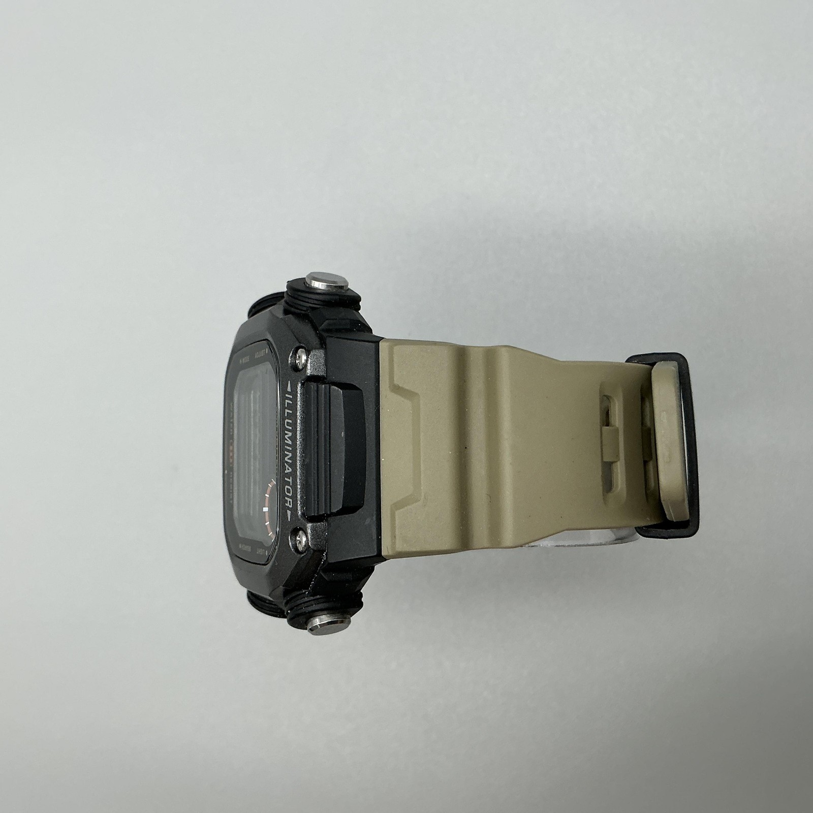 Casio DW-291H Mens Watch 46mm Digital Black Case Beige Strap 200M WR Day Date