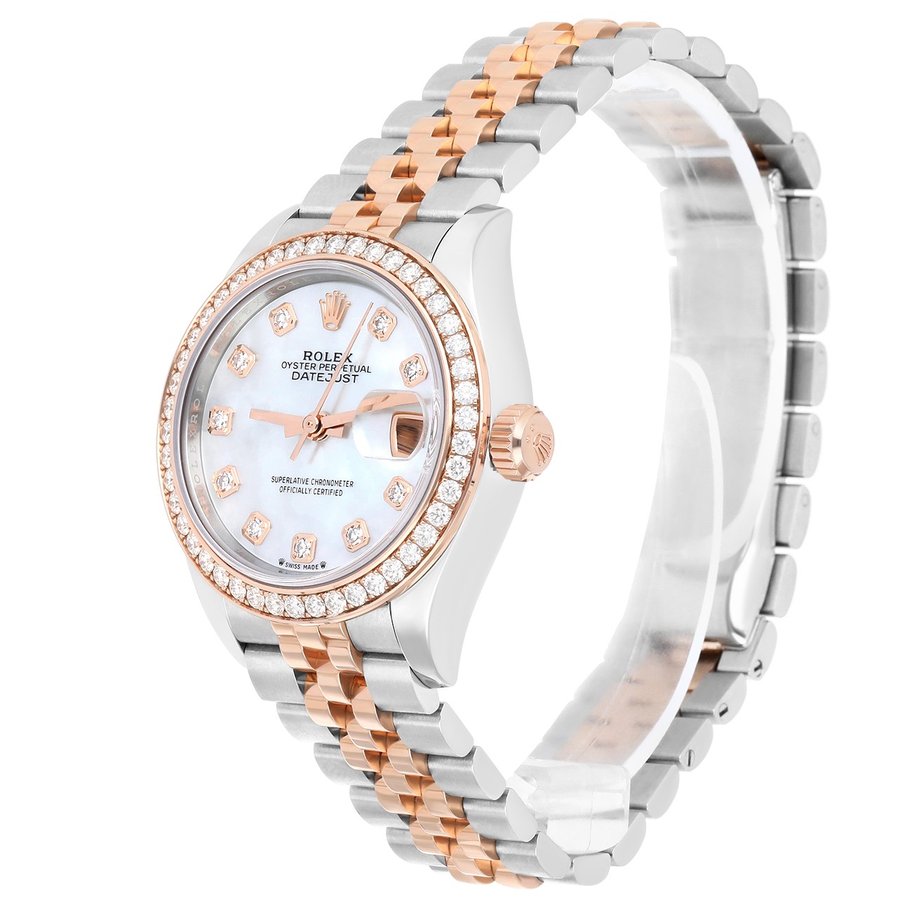 Rolex Lady-Datejust 279381RBR-0013 28 MM Diamond Bezel White Mother of Pearl …