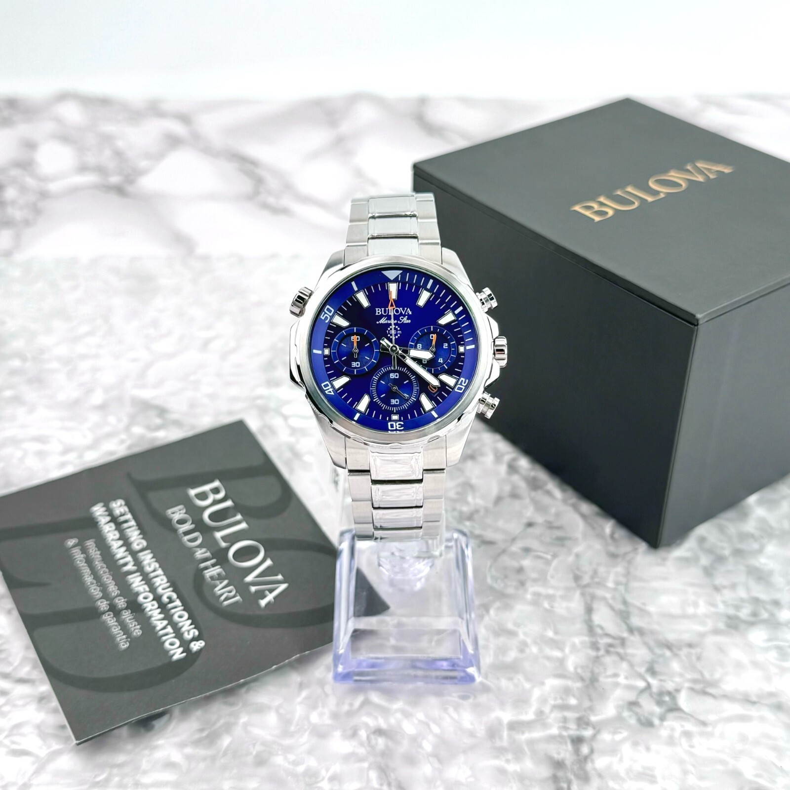 Bulova Classic Marine Star 96B256 Bule Dial Quartz Chronograph Men’s Watch 43MM