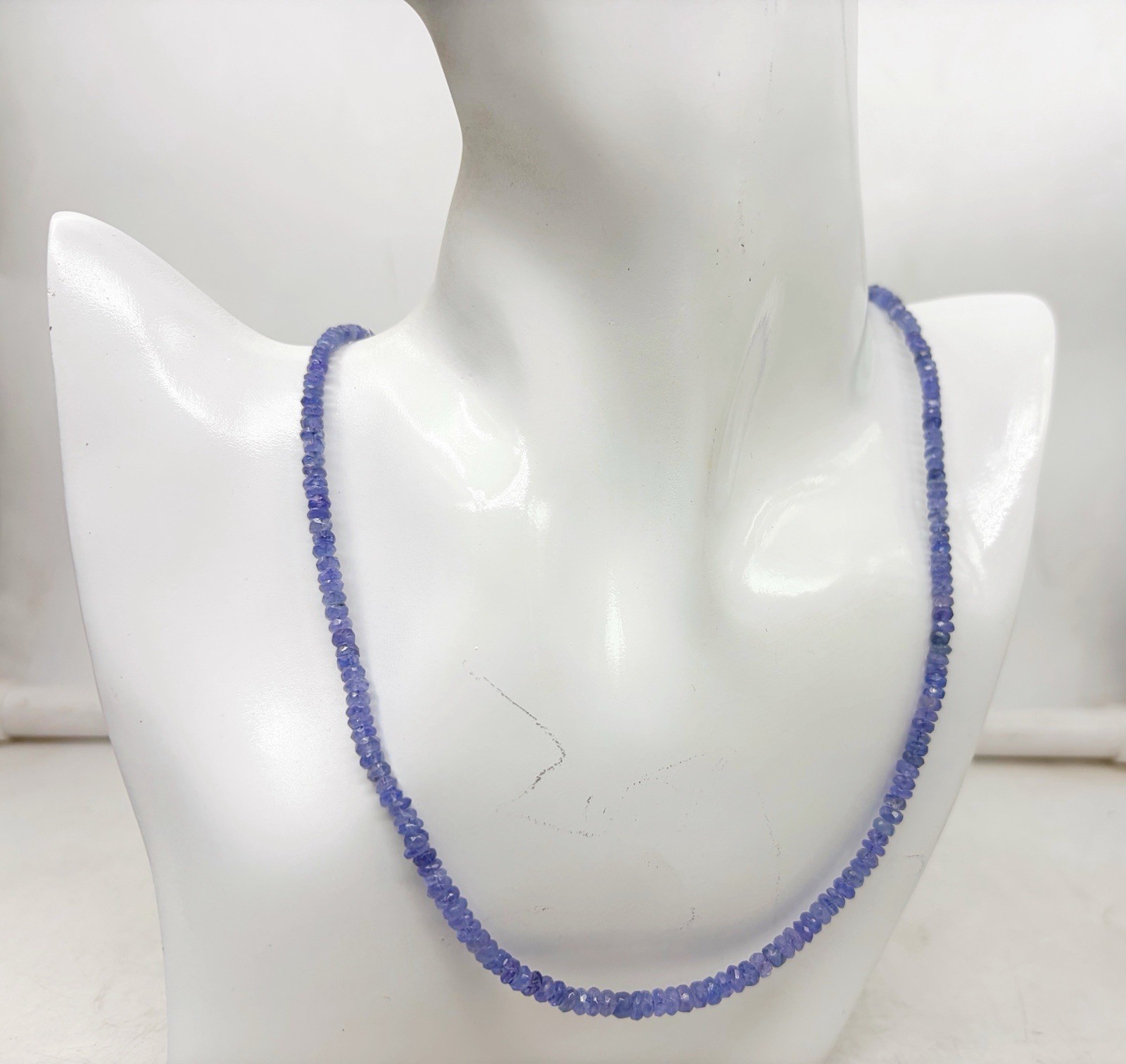 Natural Tanzanite Necklace 20” 4–5mm Faceted Gold Plated Clasp
