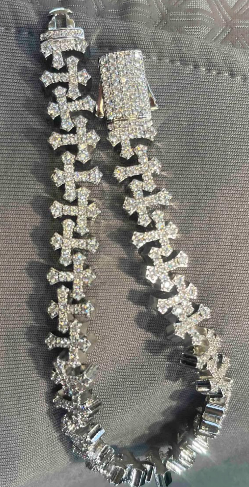 VVS Moissanite Iced Out Cross Bracelet 7 Inch