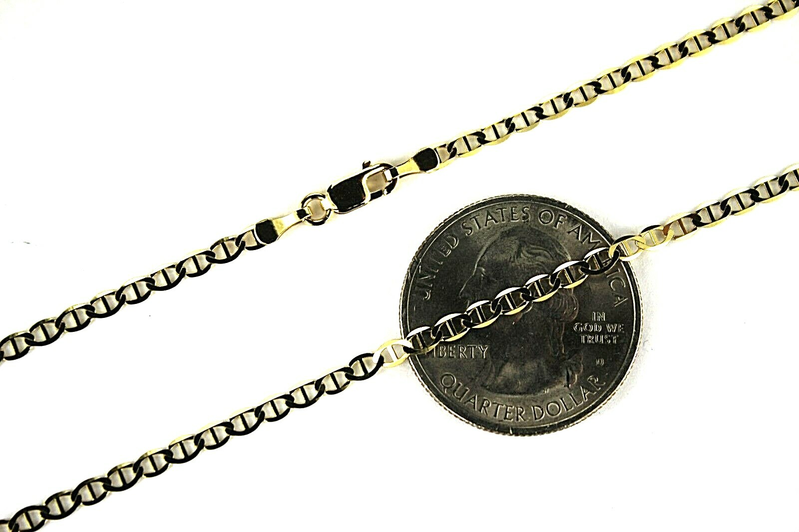 10K Solid Yellow Gold Mariner Link Chain Necklace Men Women 2mm~7.5mm 16″~30″
