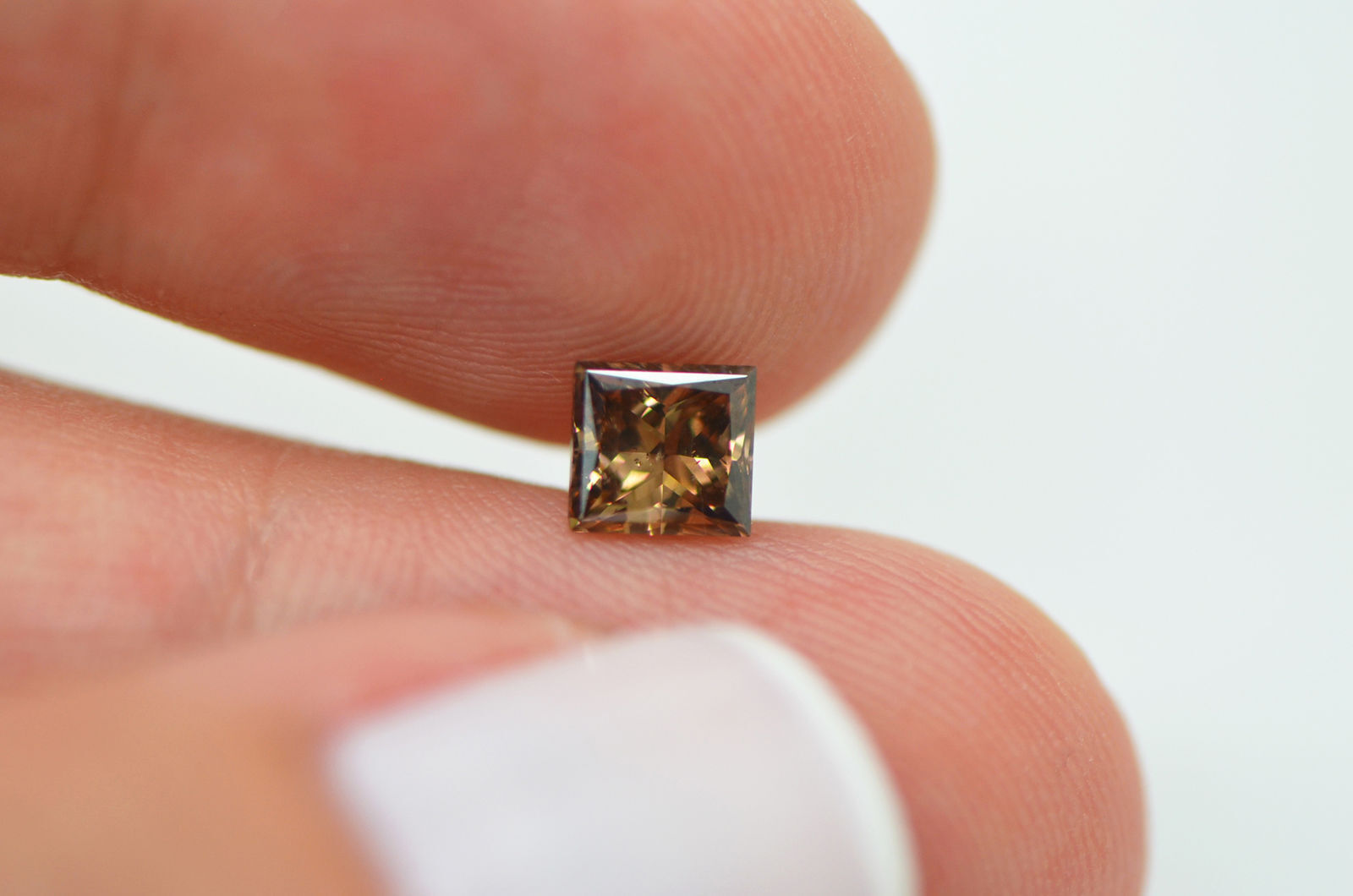 Princess Diamond Loose Fancy Brown Color SI1 Enhanced 5.11X4.77MM 0.70 Carat