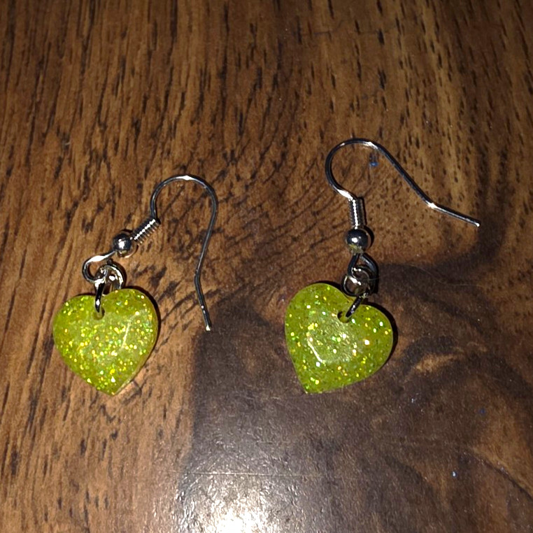 Yellow Resin Heart Dangle/Drop Hook Earrings Love Theme for Lobe