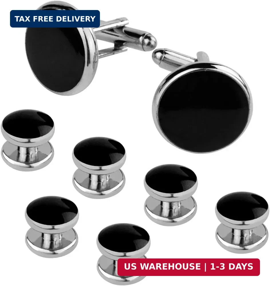 Tuxedo Studs and Cufflinks Set, Mens Cufflinks and Cuff Studs Set Cuff Links Sta