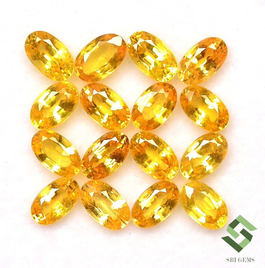 5×3 mm Natural Yellow Sapphire Oval Cut Lot 15 Pcs 4.77 CTS Loose Gemstones