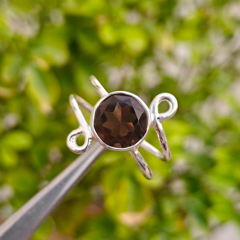 Natural Smoky Topaz Ring, Handmade Designer 925 Sterling Silver, Gift for All