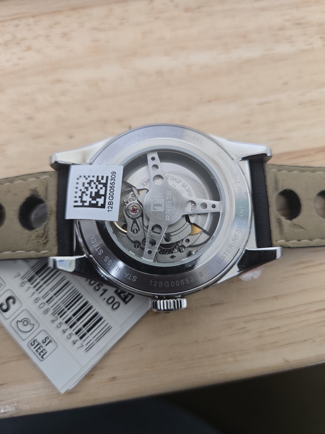 NOS Tissot Heritage PR 516 T071.430.16.051.00 Auto Men Black Dial Watch Leather