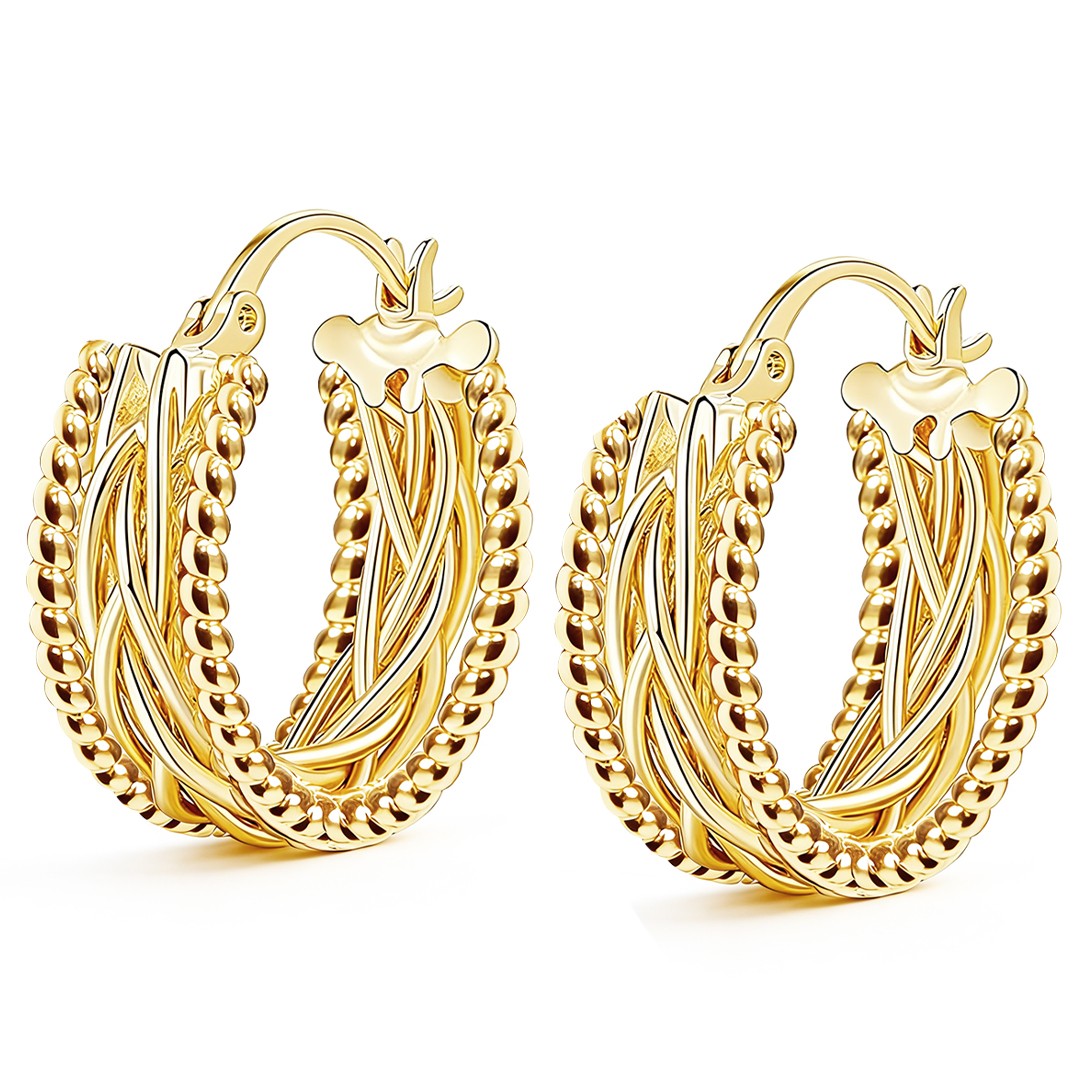 14K Gold Twisted Chunky Hoop Earrings 23mmx9mm Thick Unique Jewelry Women Gift