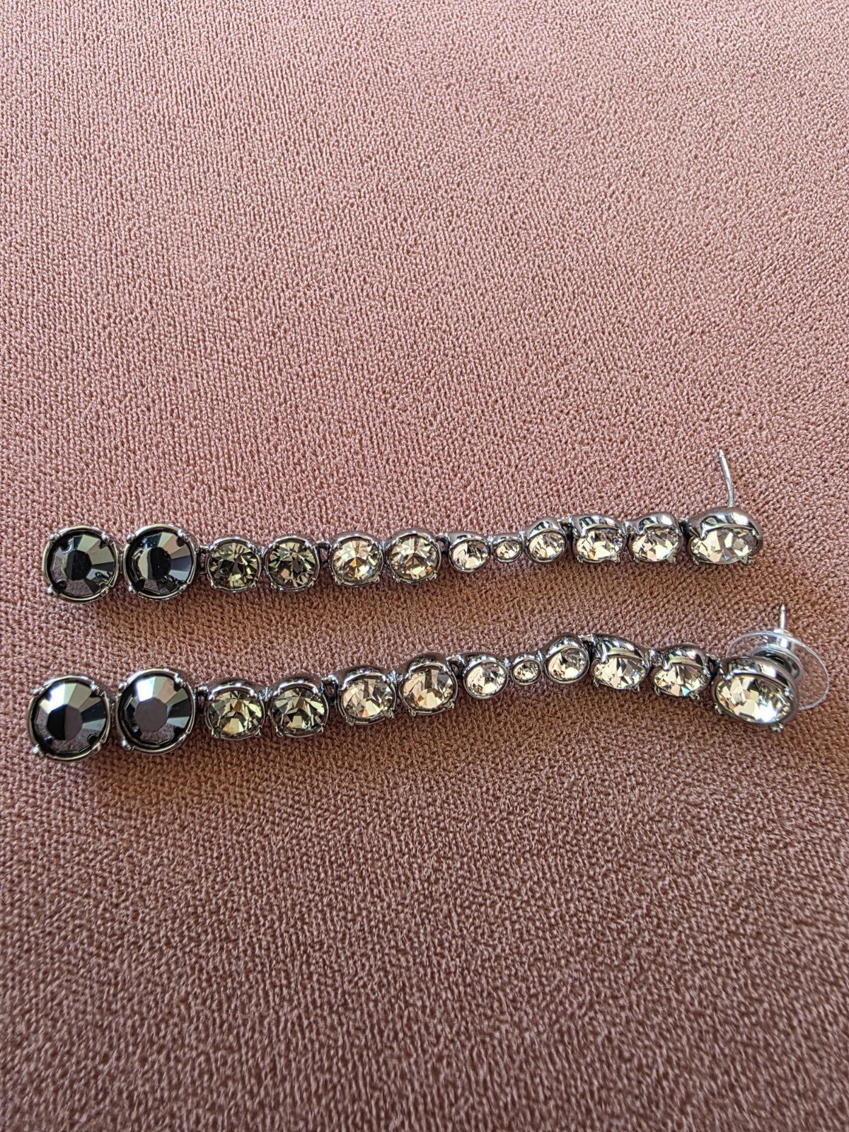Genuine Swarovski Crystal Ombre Dangle Earrings Gradient Black Clear Rhodium