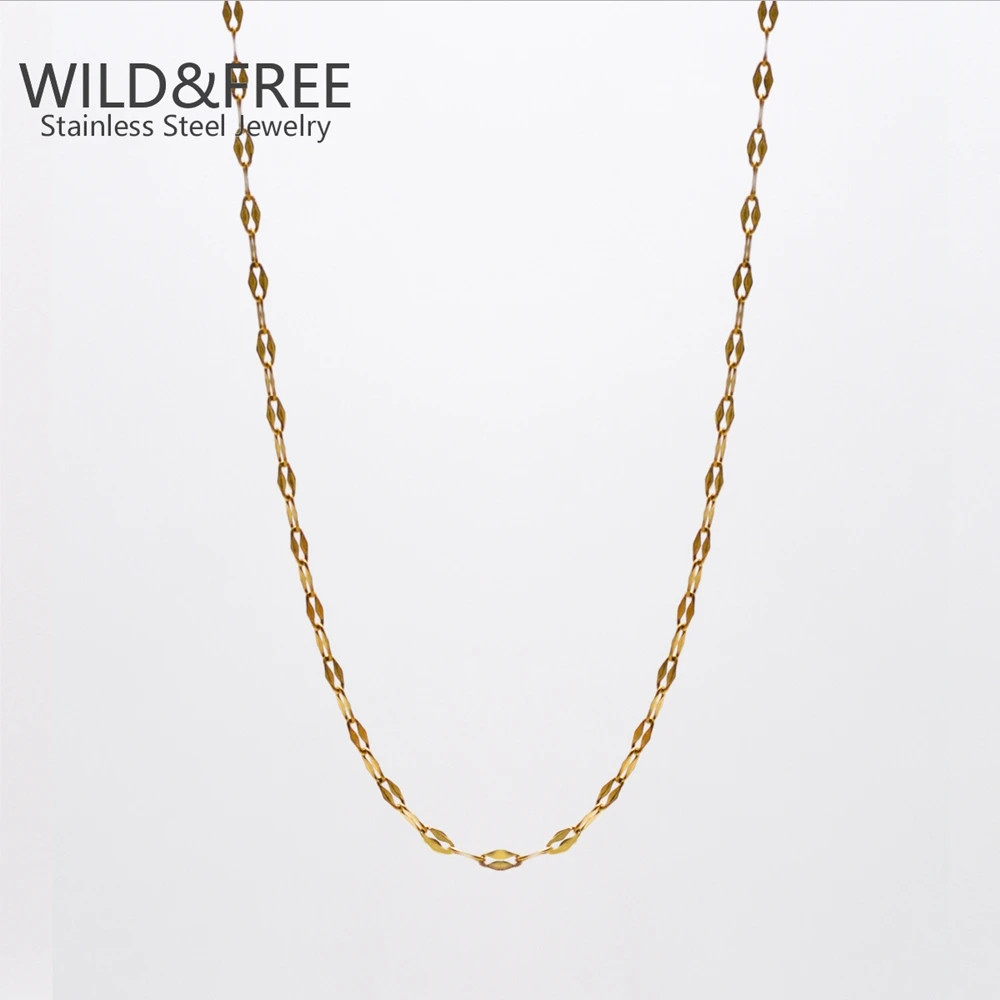 Classic Gold Stainless Steel Necklaces Simple DIY Basic Chains Jewelry