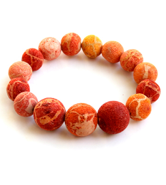Stretch-to-fit graduated sponge coral beaded bracelet BRL360006