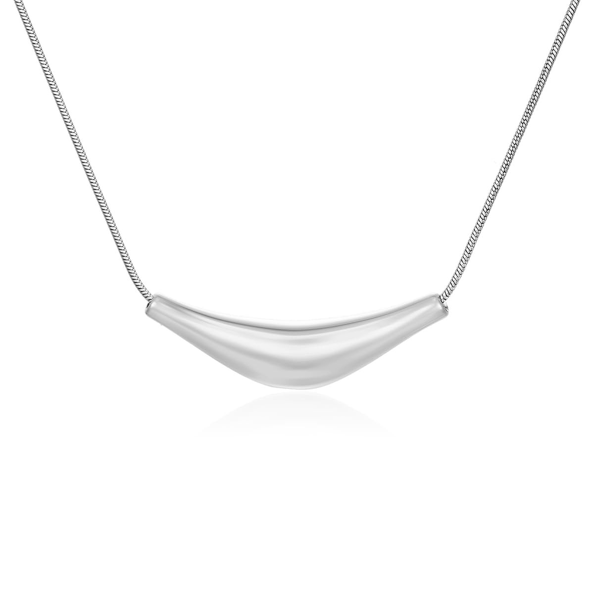 Stailess Steel Metal Curved Bar Tube Pendant Necklace for Women Dainty Snake …