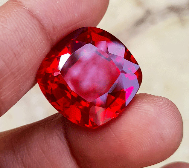 36.12 Ct GIE Certified Unheated Myanmar Red Ruby Cushion Cut Loose Gemstone