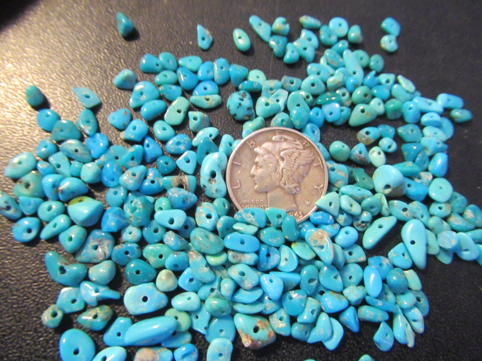 SLEEPING BEAUTY TURQUOISE 1/2 OZ SMALL DRILLED NUGGETS 3X2mm TO 6X4mm #765