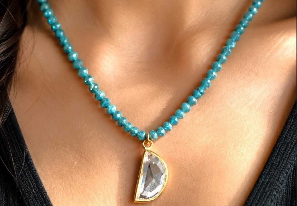 10k natural diamond 13ct +1.37ct lab necklace